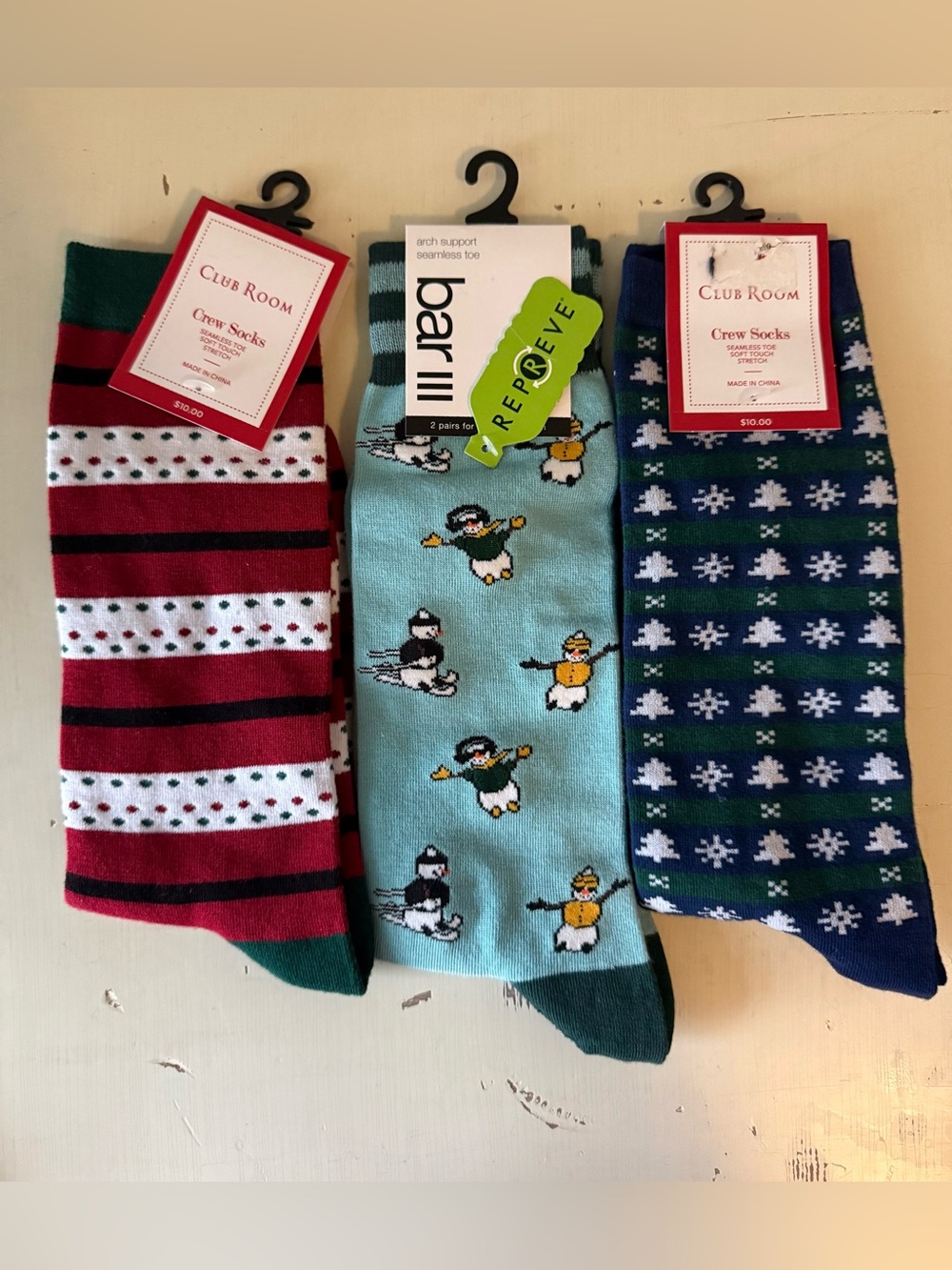 Club Room crew socks, set of 3, winter theme• NWT • Men’s OS